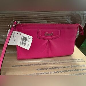 Coach Ashley Fuschia Zip Around Wallet NWT